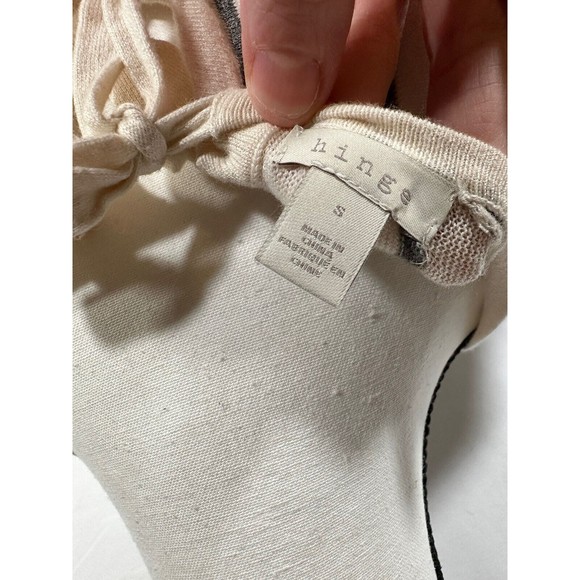 HINGE Gray Stripes/ Ivory Long Sleeve Crew Neck Women’s Small Tie Back Sweater - Picture 5 of 5